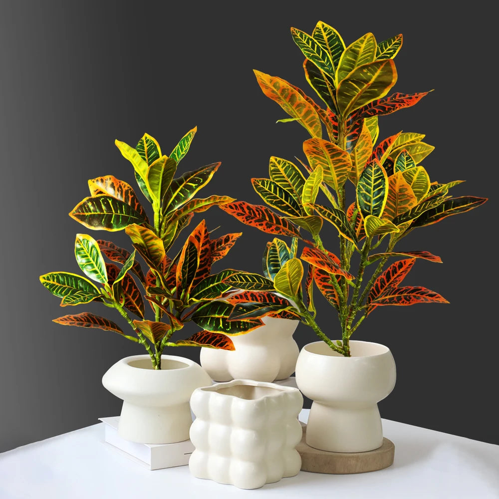 Ritadecor 24-41cm Fake Croton Plants Artificial Tropical