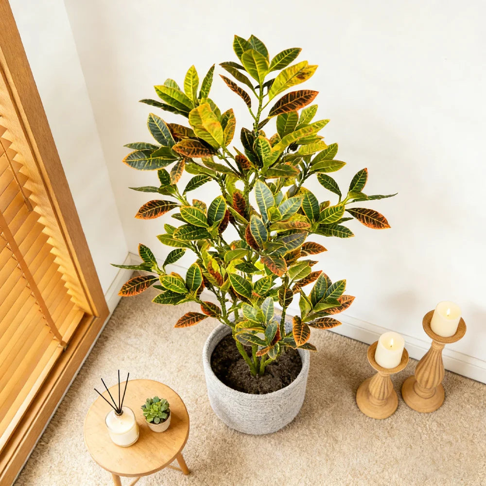 Ritadecor 80-120cm Artificial Croton Tree Fake Ficus