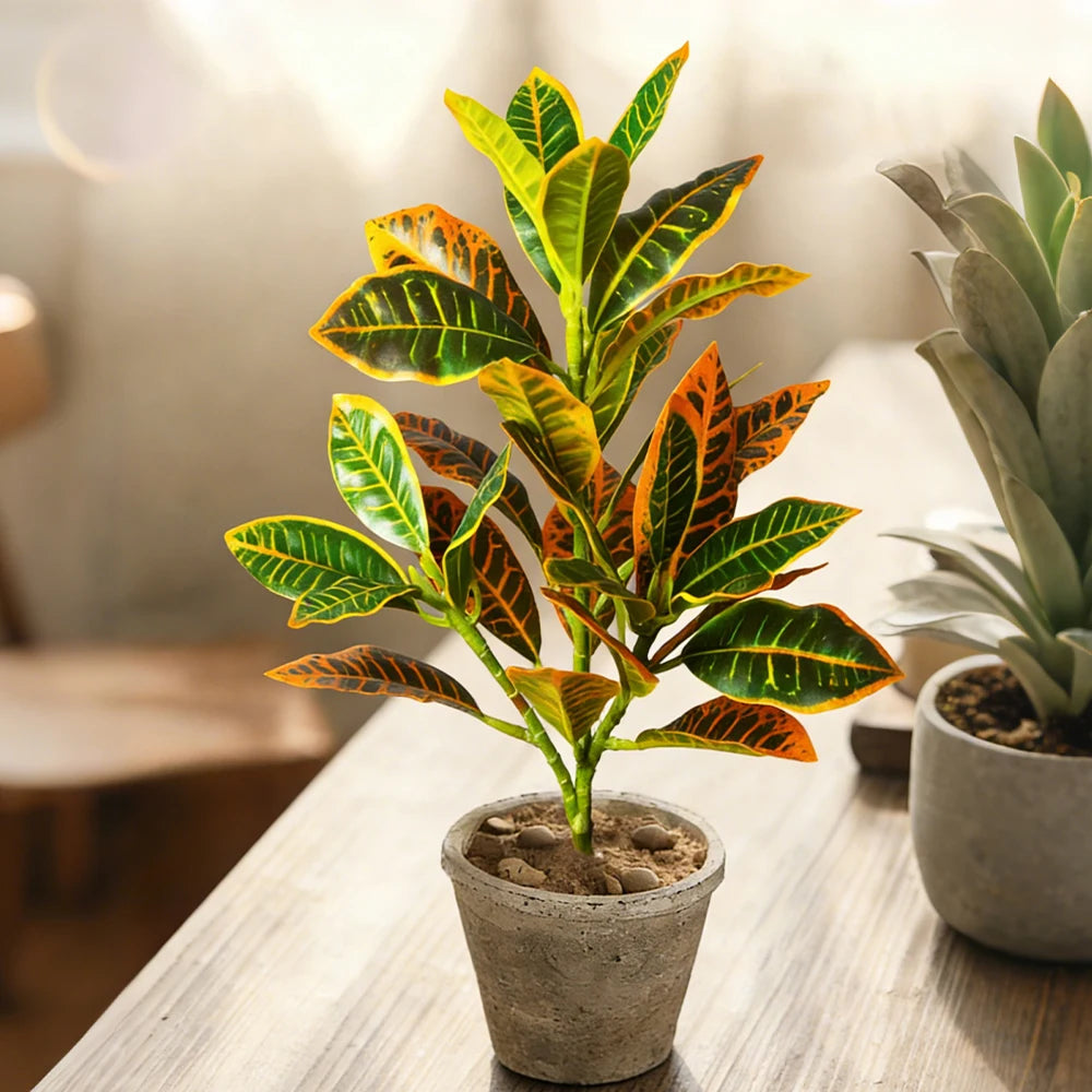 Ritadecor 24-41cm Fake Croton Plants Artificial Tropical